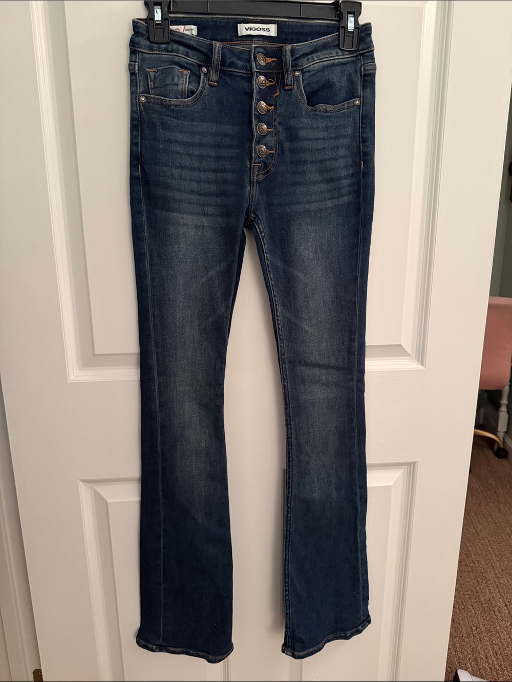 Vigoss Women's Dark Blue Button-Fly Skinny Bootcut Jeans size 24